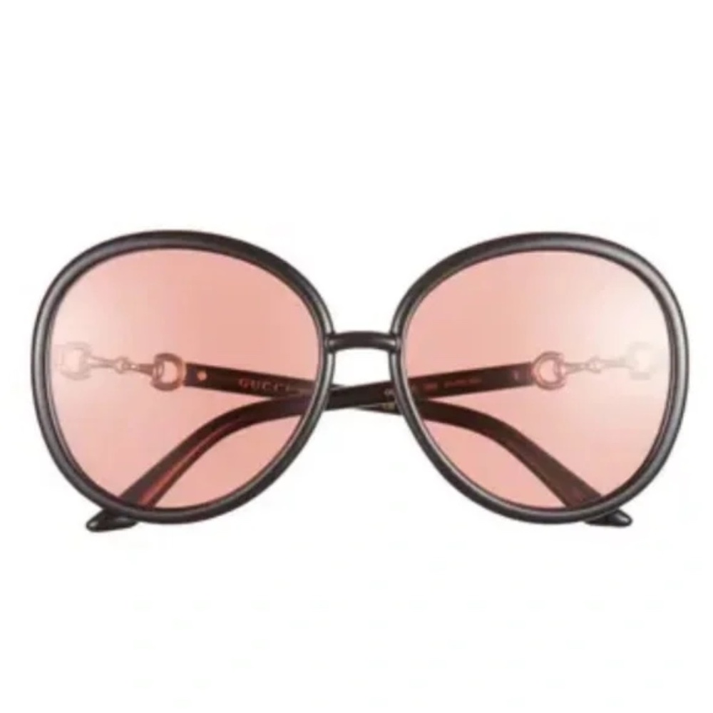 Gucci Black and Orange 61mm Oval Sunglasses NWT $465 - Picture 4 of 6